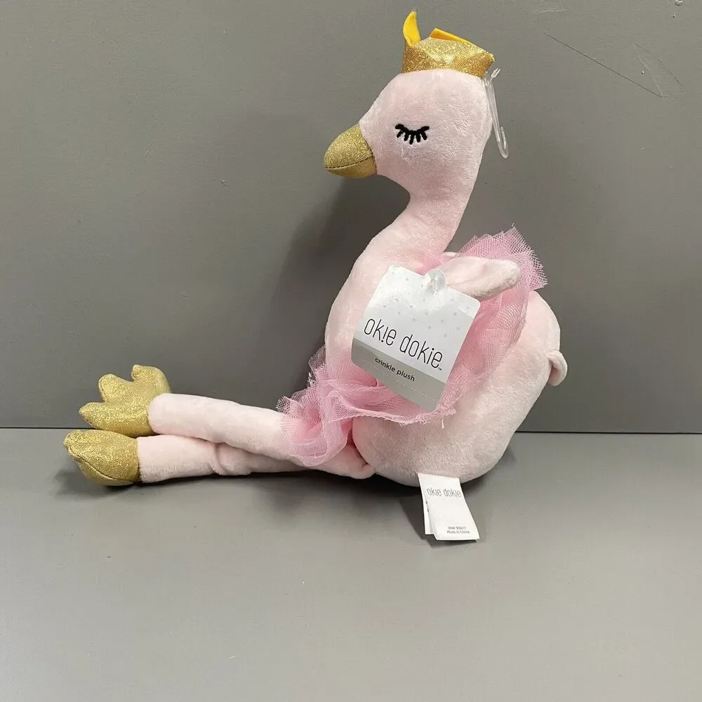 Okie Dokie JcPenny Flamingo Plush Baby Lovey Pink Tutu Ballerina Crinkle NWT